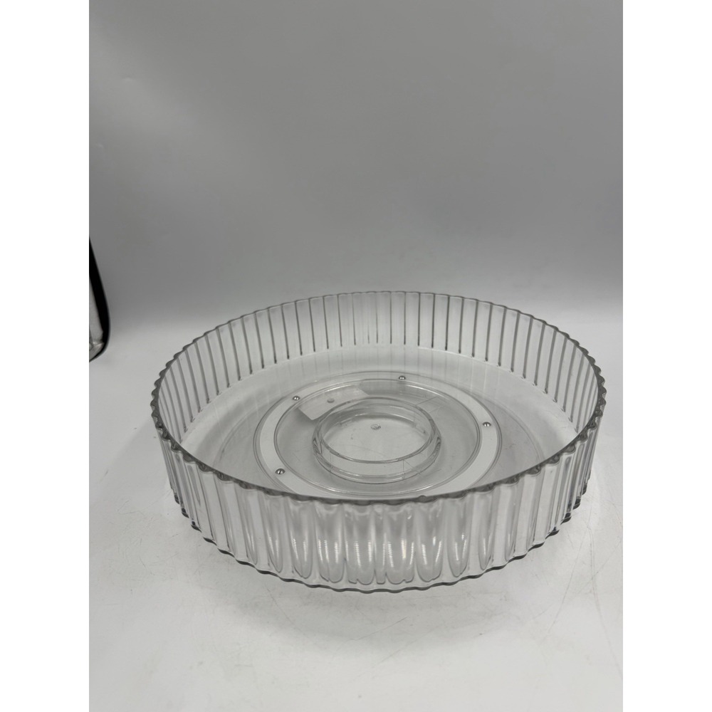 Rotating Vanity Tray 10" Ribbed Clear Plastic Makeup Organizer NEW